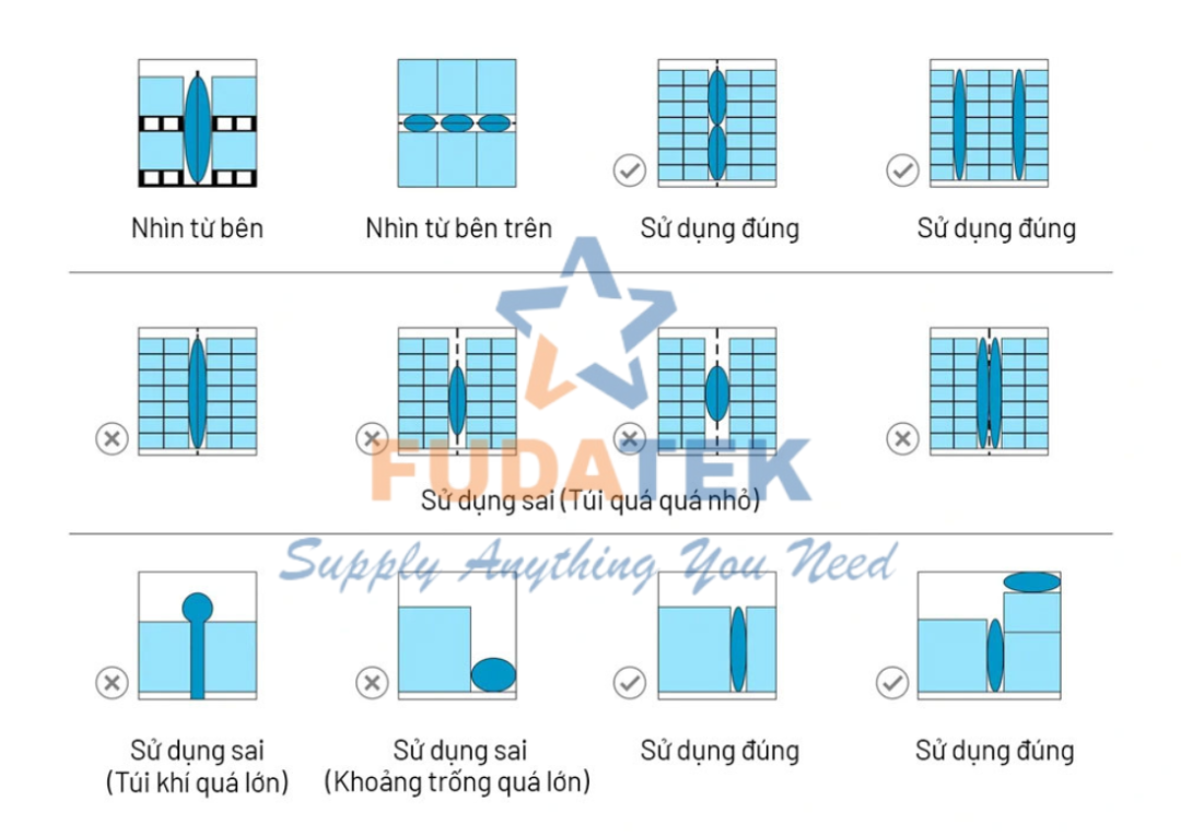 Những lưu ý khi sử dụng túi khí chèn hàng