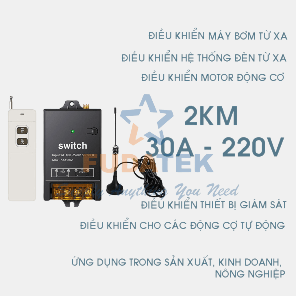 Công Tắc Điều Khiển Từ Xa Switch 220V 30A - Hình ảnh 3